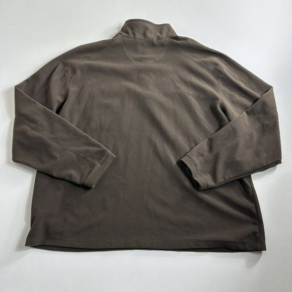 L.L. Bean Men's Size 2XL Pullover Sweater Quarter Zip Fleece Polyester Brown - Picture 2 of 8